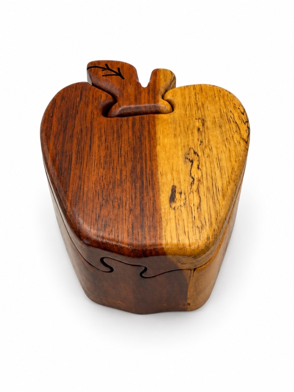 Costa Rica Hardwood Apple Puzzle Jewellery Box Handcrafted Secret Compartment